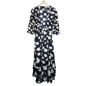 AllSaints Womens Floral Black White Maxi Dress Medium Boho Romantic Cowgirl Fit